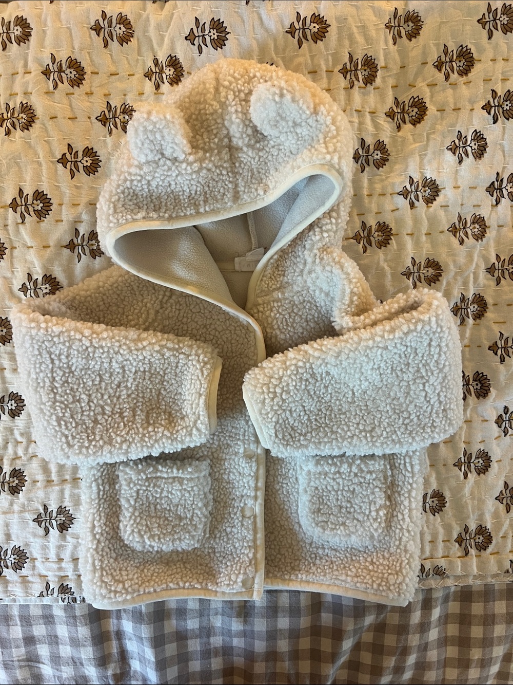 Jamie Kay Cream Sherpa Hooded Jacket with Ears